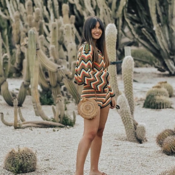 multicolor crochet set shorts and top - Picture 5 of 9